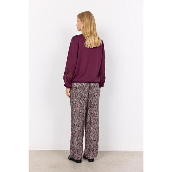 NWT SOYA CONCEPT Banu 193 Wine Crocheted Lace Crewneck - Picture 3 of 5